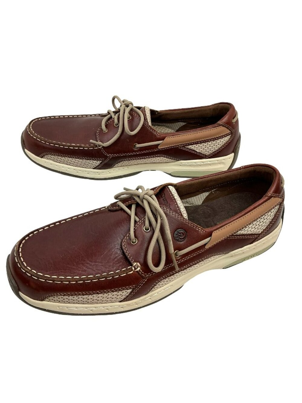 Dunham Captain Leather Mesh Lace Boat Shoes Mens 14 Brown Tan Casual Comfort